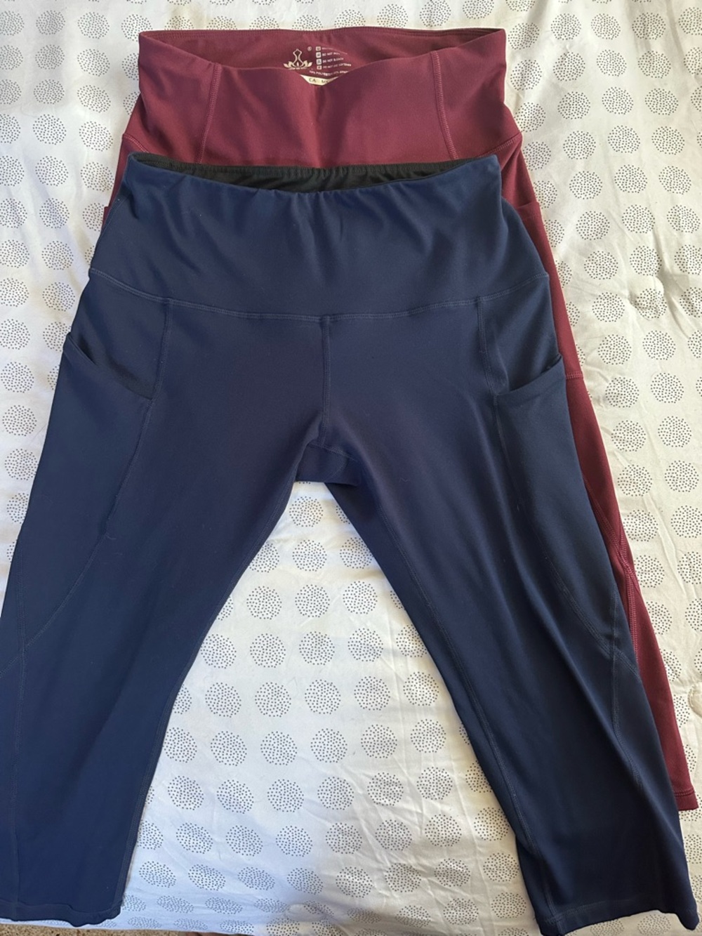Active Capri Leggings - Navy and Burgundy